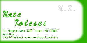 mate kolcsei business card